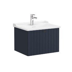 Vitra Root Groove 69364 Lavabo Dolabı, Tek Çekmeceli, 60 Cm, Mat Lacivert, Klasik Lavabolu